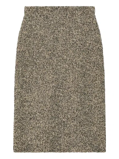 Tory Burch Tweed Ribbed Skirt In Neutral