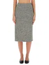 Tory Burch Fitted Grey Skirt With Textured Speckled Fabric In Gray