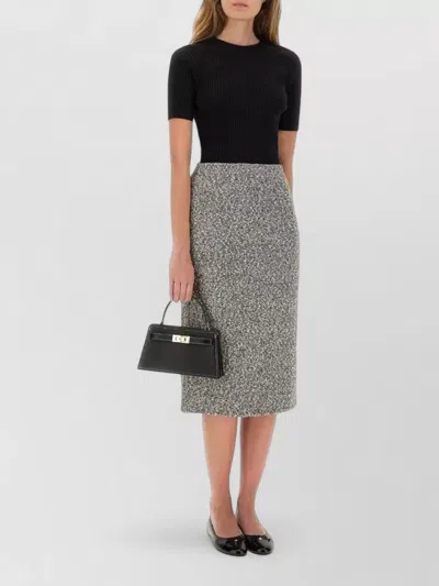 Tory Burch Tweed Skirt High Waist Knee Length In Black