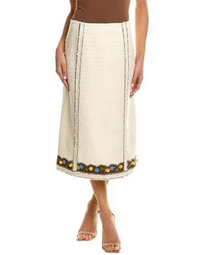 Tory Burch Tweed Skirt In White