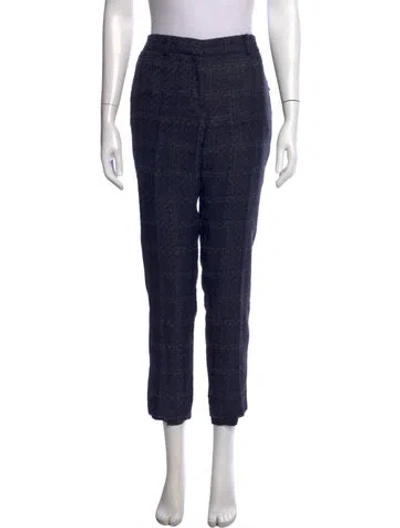 Pre-owned Tory Burch Tweed Straight Leg Pants In Blue