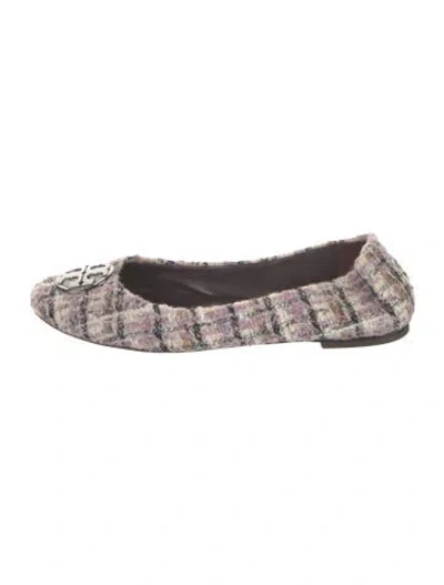Pre-owned Tory Burch Tweed Tweed Pattern Ballet Flats In Multicolor