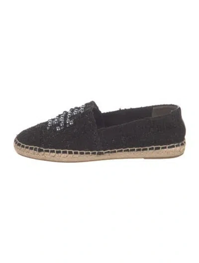 Pre-owned Tory Burch Tweed Tweed Pattern Espadrilles In Blue