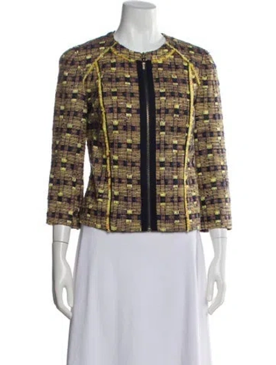 Pre-owned Tory Burch Tweed Tweed Pattern Evening Jacket In Multi