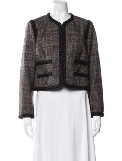 Pre-owned Tory Burch Tweed Tweed Pattern Evening Jacket W/ Tags In Gray