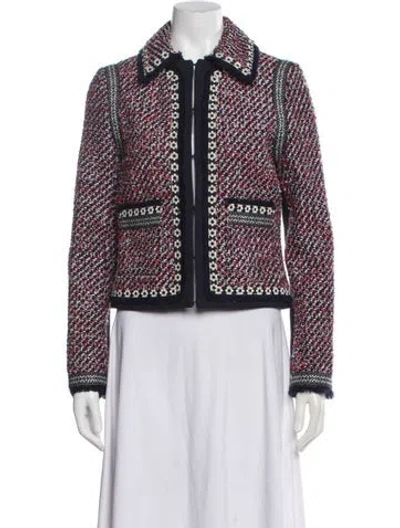 Pre-owned Tory Burch Tweed Tweed Pattern Jacket In Multi