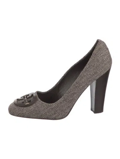 Pre-owned Tory Burch Tweed Tweed Pattern Pumps In Brown