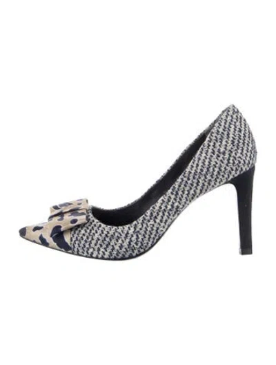 Pre-owned Tory Burch Tweed Tweed Pattern Pumps In White
