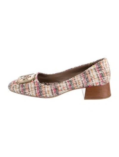Pre-owned Tory Burch Tweed Tweed Pattern Pumps In White