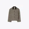 Tory Burch Twill Barn Jacket In Gray