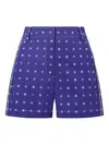 Tory Burch Twill Camp Printed Shorts In Blue