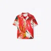 Tory Burch Printed Cotton-blend Twill Shirt In Red