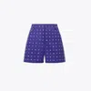 Tory Burch Twill Camp Printed Shorts In Blue