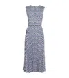 Tory Burch Printed Twill Crewneck Midi Dress In Blue