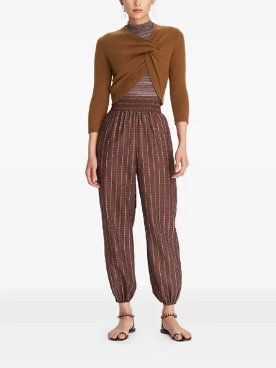 Tory Burch Twist-detail Cashmere Sweater In Brown