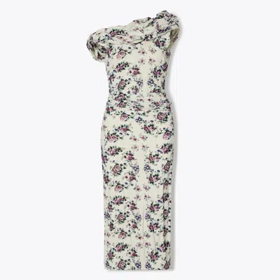 Tory Burch Twisted Cotton Velvet Dress In Multi
