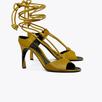 Tory Burch Twisted Heel Sandal In Yellow