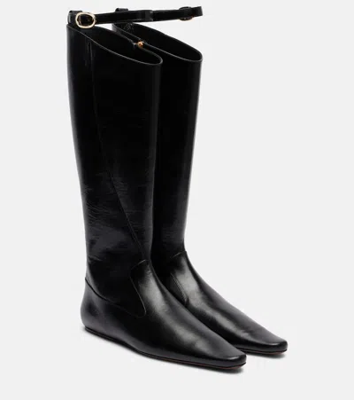 Tory Burch Twisted Leather Knee-high Boots In Black