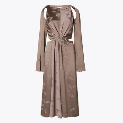 Tory Burch Twisted Viscose Dress In Neutral