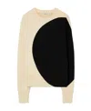 Tory Burch Colorblock Crewneck Sweater In Black