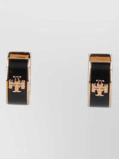 Tory Burch Two Tone Hoop Design Earrings Bijoux In Black