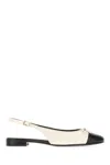 Tory Burch Ballerine Cap-toe In Pelle Avorio Donna In Light Cream Perfect Black