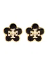Tory Burch Two-tone Metal And Enamel Kira Earrings In Black