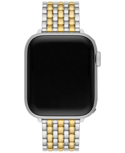 Tory Burch Two-tone Stainless Steel Bracelet For Apple Watch 38mm-45mm In Silver