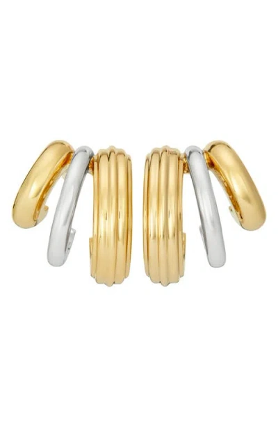 Tory Burch Two-tone Triple Hoop Earrings In Multi