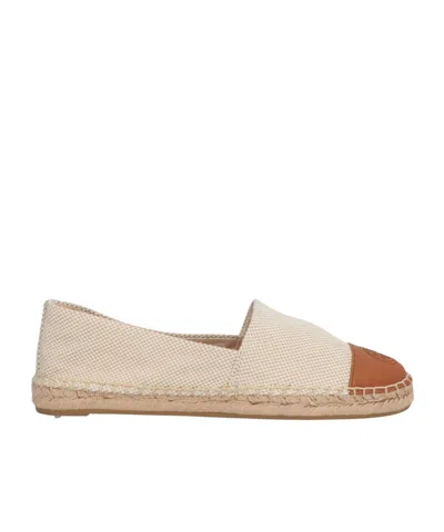 Tory Burch Two-tone Canvas Linen Sole Shoes In Nude