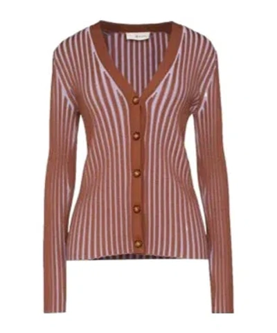 Tory Burch Two-tone Lightweight Knit Top In Brown