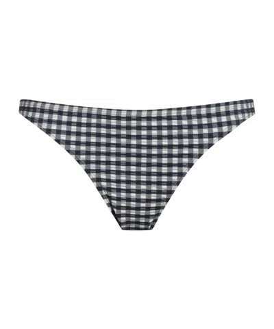Tory Burch Two-tone Plaid Bikini Bottom In Black