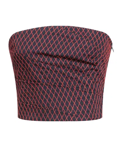 Tory Burch Two-tone Strapless Top In Red