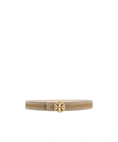 Tory Burch Two-tone Suede Belt In Gold