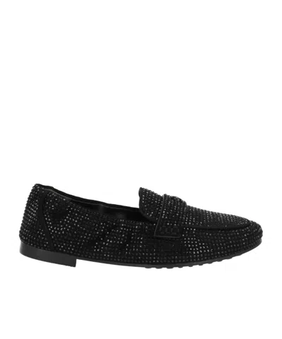 Tory Burch Two-tone Suede Loafers In Black