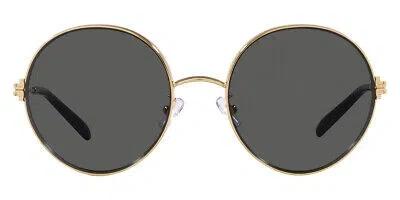 Pre-owned Tory Burch Ty6096 Sunglasses Women Gold Dark Gray Round 54 & Authentic