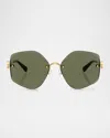 Tory Burch Ty6111 Geometric Sunglasses In Gold