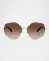 Tory Burch 58mm Gradient Irregular Sunglasses In Gold Pink