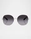 Tory Burch 56mm Gradient Round Sunglasses In Silver Grey
