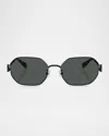 Tory Burch Ty6113 Oval Sunglasses In Shiny Black