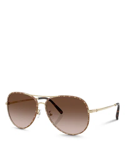 TORY BURCH TY6114 AVIATOR SUNGLASSES, 60MM