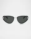 Tory Burch Ty6115 Cat Eye Metal Sunglasses In Black