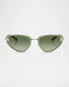 Tory Burch Ty6115 Cat Eye Metal Sunglasses In Green Gradient