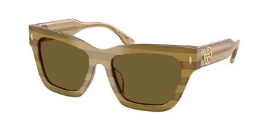 Tory Burch Ty7208u 318073 Women's Sunglasses Green Size 54 In Olive Green Stripes