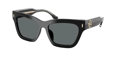 Tory Burch Ty7208u Polarized 170987 Women's Sunglasses Black Size 54 In Pattern