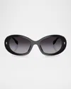 Tory Burch 53mm Gradient Oval Sunglasses In Black