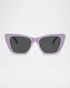 Tory Burch Ty7216u Cat-eye Acetate Sunglasses In Grey