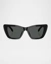 Tory Burch Ty7216u Cat-eye Acetate Sunglasses In Black