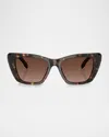 Tory Burch Ty7216u Cat-eye Acetate Sunglasses In Brown Polar