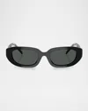 Tory Burch Ty7219u Rectangular Acetate Sunglasses In Black/grey